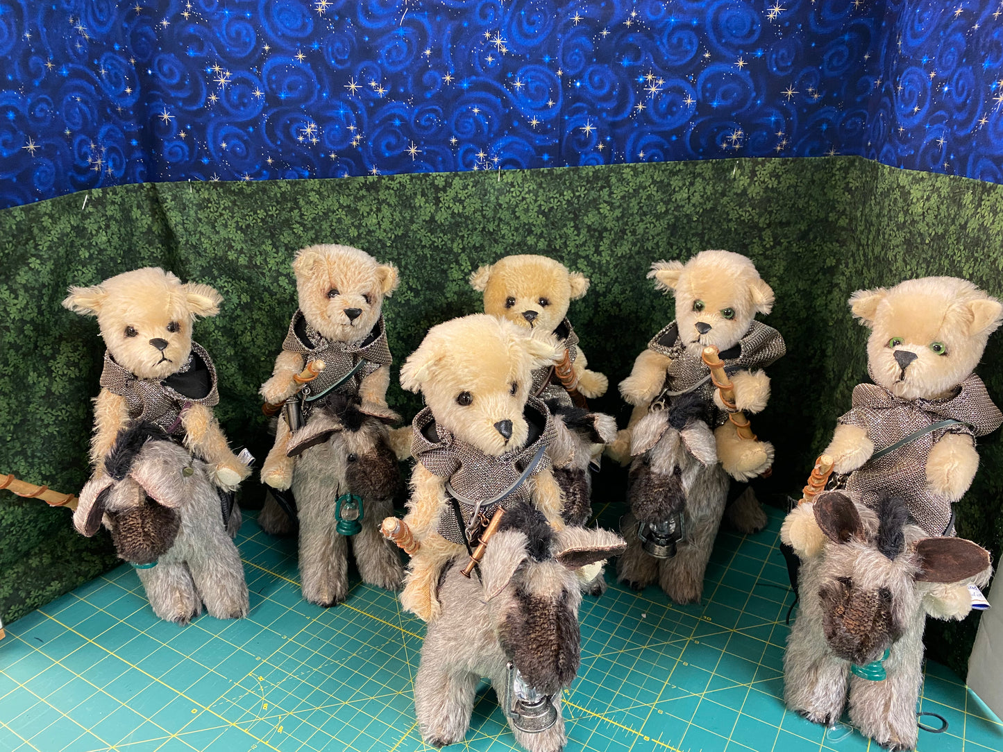 Warrior Mohair Teddy Bear and Mohair Pack Mule