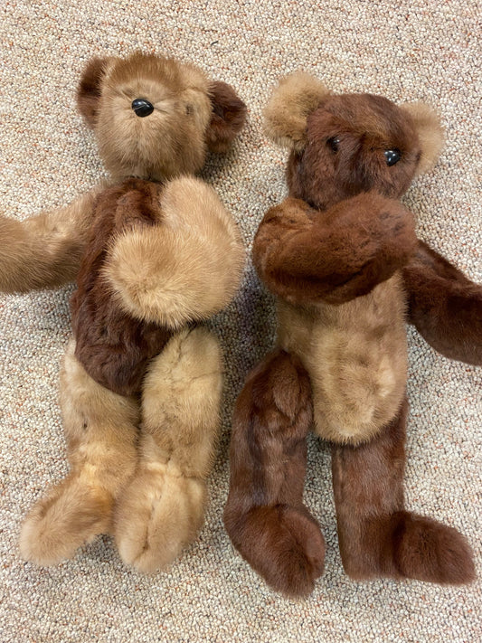 November Mink Teddy Bears made from 2 recycled mink capes