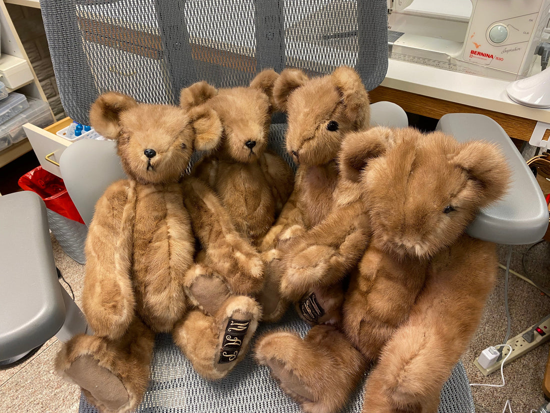 July 2026 4 more recycled mink teddy bears!