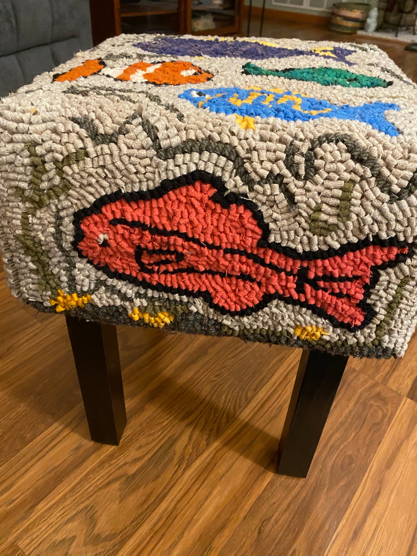Fish Theme Rug Hooking Stool for sale