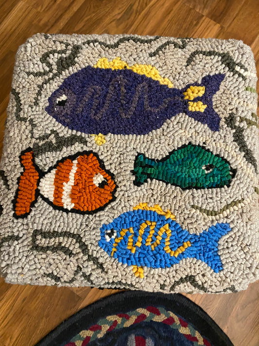 Fish Theme Rug Hooking Stool for sale
